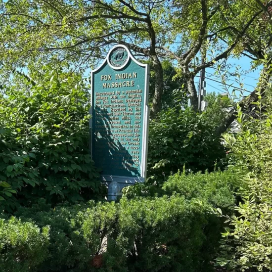 Fox Indian Massacre Historical Marker Overgrown Trees